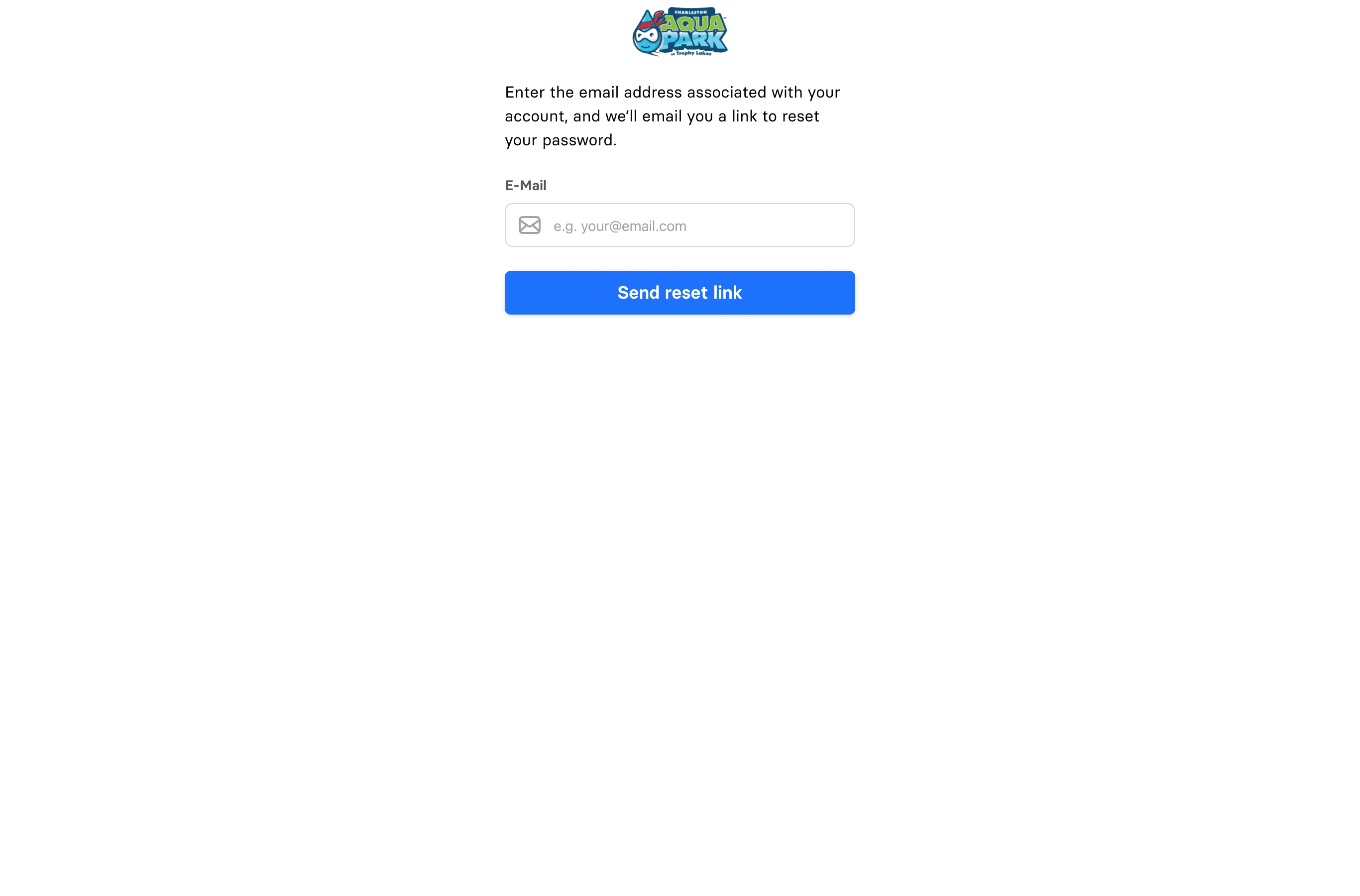 The forgot-password screen where you request a reset link