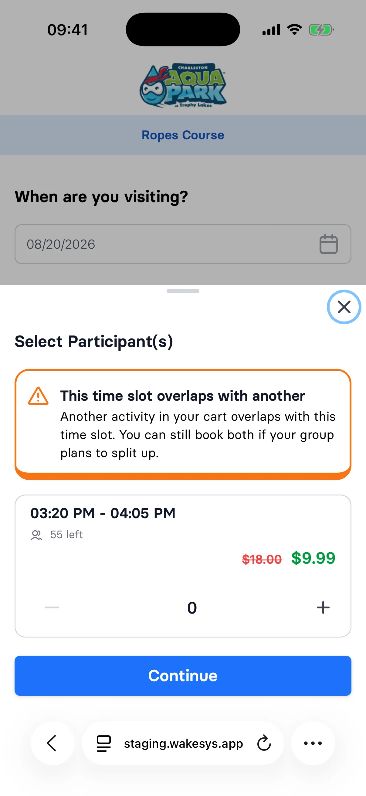 The overlapping time slot notice